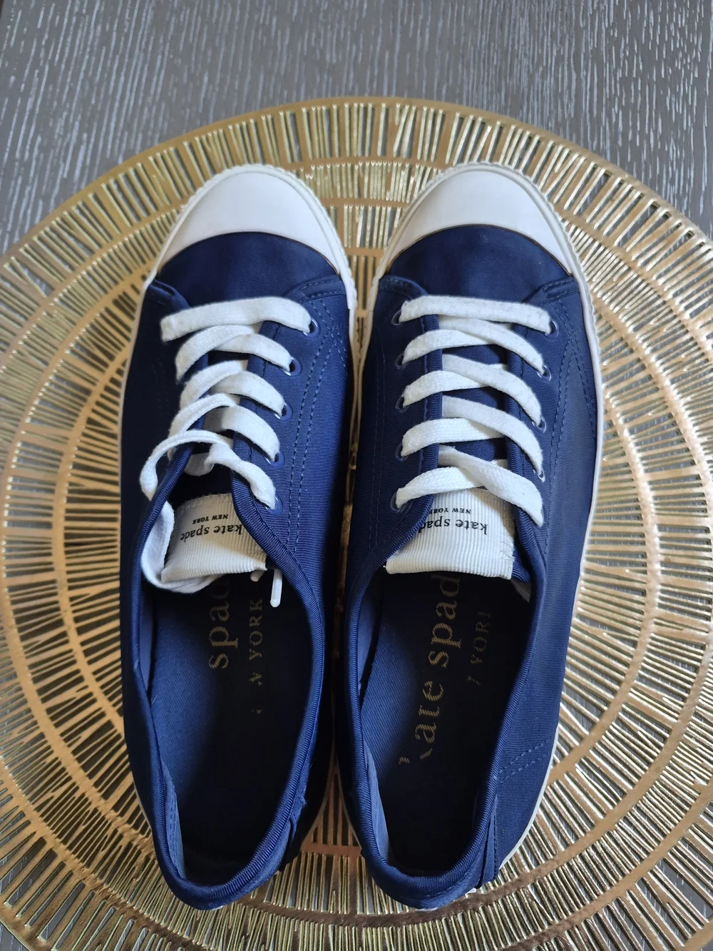 kate spade Tennison Navy Canvas Low-Top Sneakers with White Laces